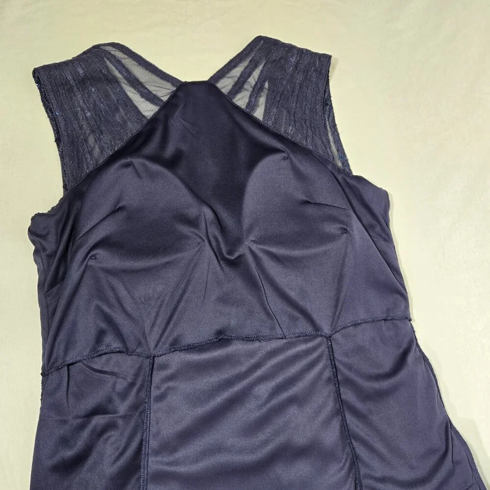 R & M Richards Mother Of The Bride BLUE Sequined Lace Sheer Formal Dress Size 16 - Picture 10 of 17